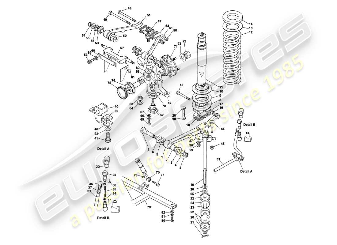 a part diagram from the aston martin v8 volante parts catalogue