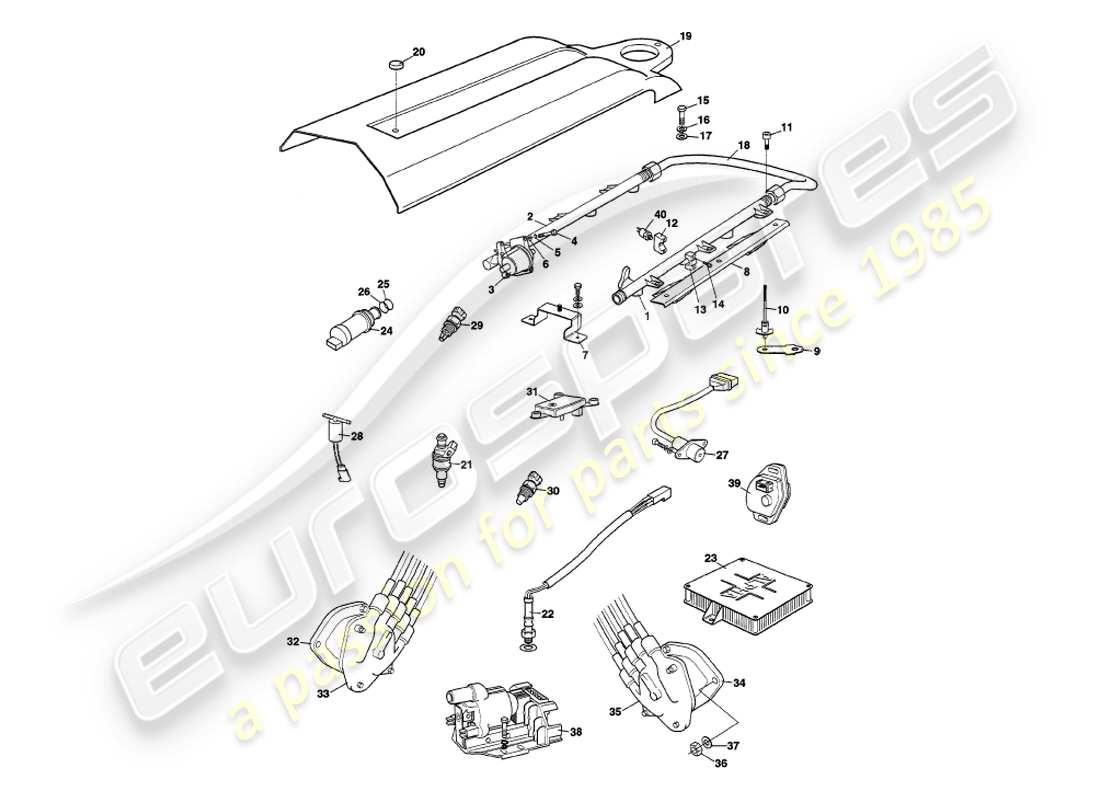 a part diagram from the aston martin v8 volante parts catalogue