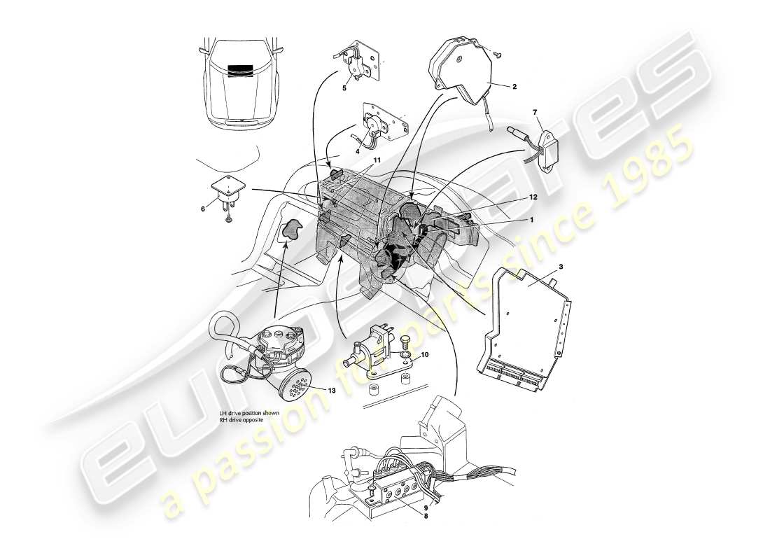 a part diagram from the aston martin v8 coupe parts catalogue