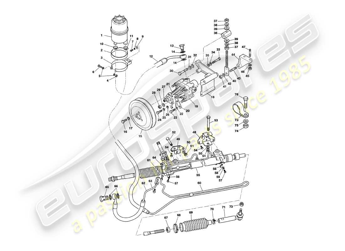 a part diagram from the aston martin v8 volante parts catalogue