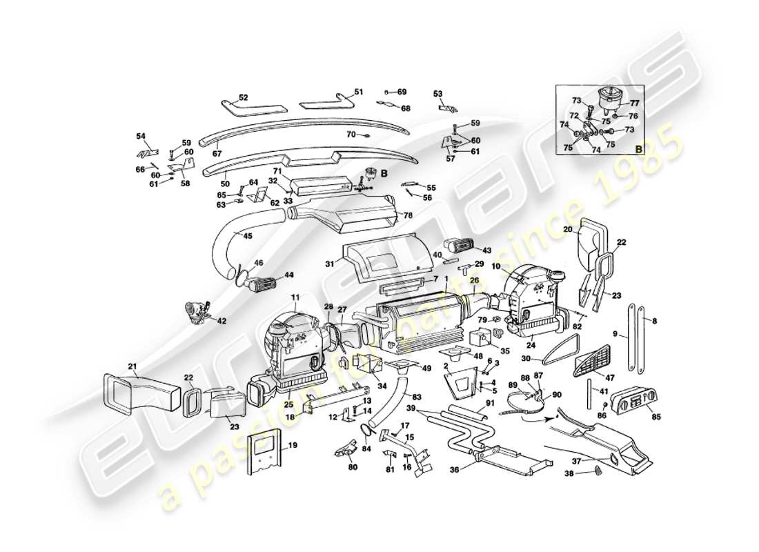a part diagram from the aston martin v8 volante parts catalogue
