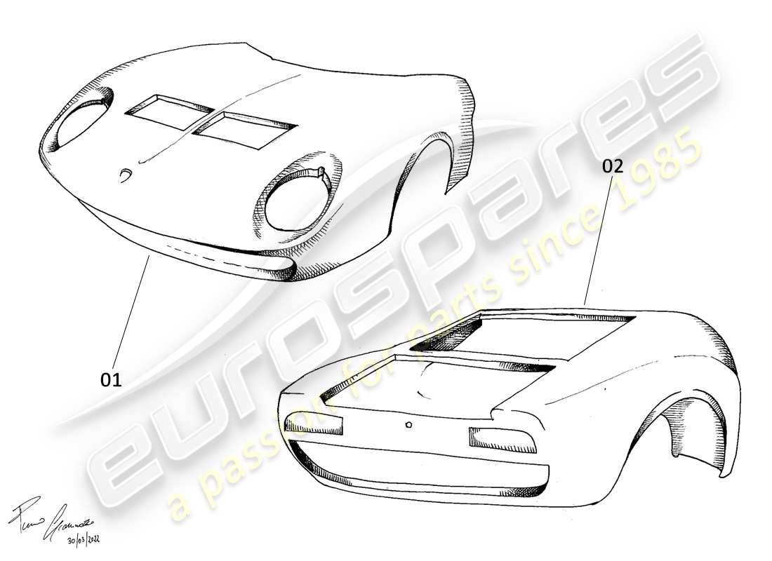 a part diagram from the lamborghini miura parts catalogue