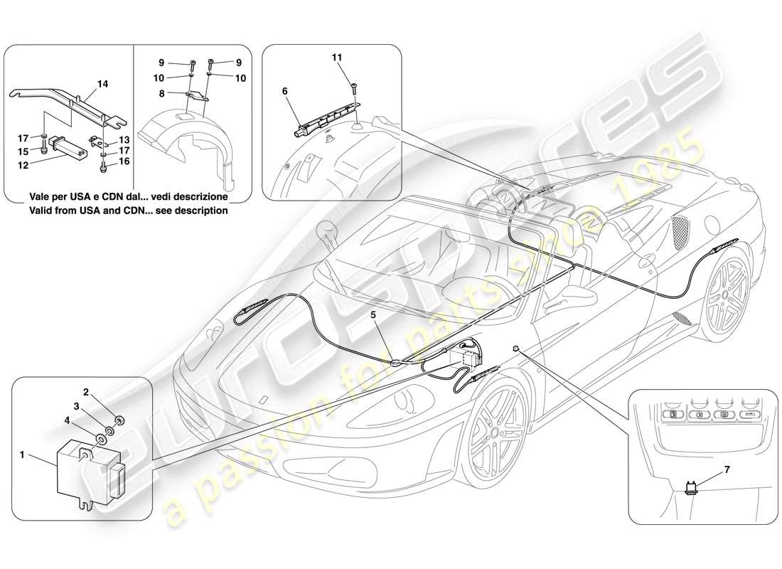 a part diagram from the ferrari f430 spider (europe) parts catalogue
