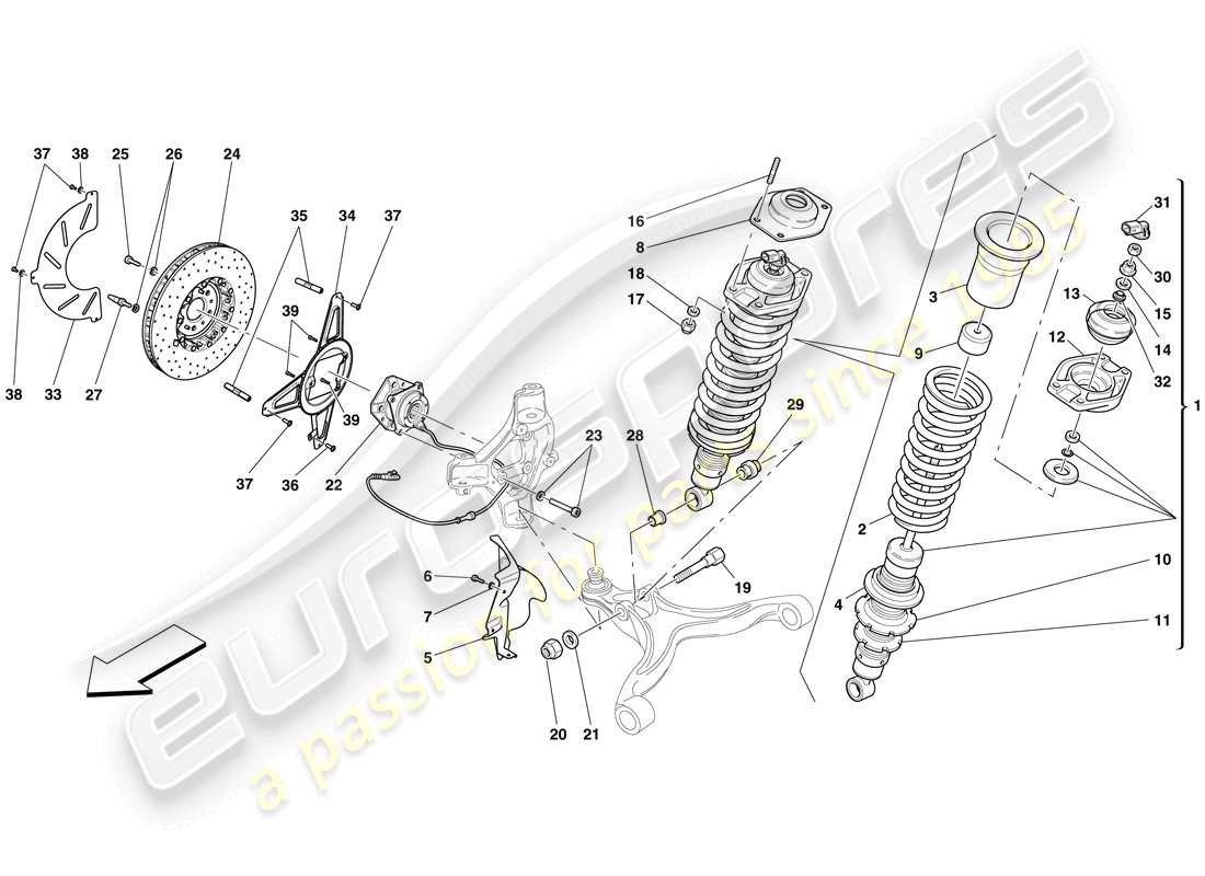 a part diagram from the ferrari 599 gto (europe) parts catalogue