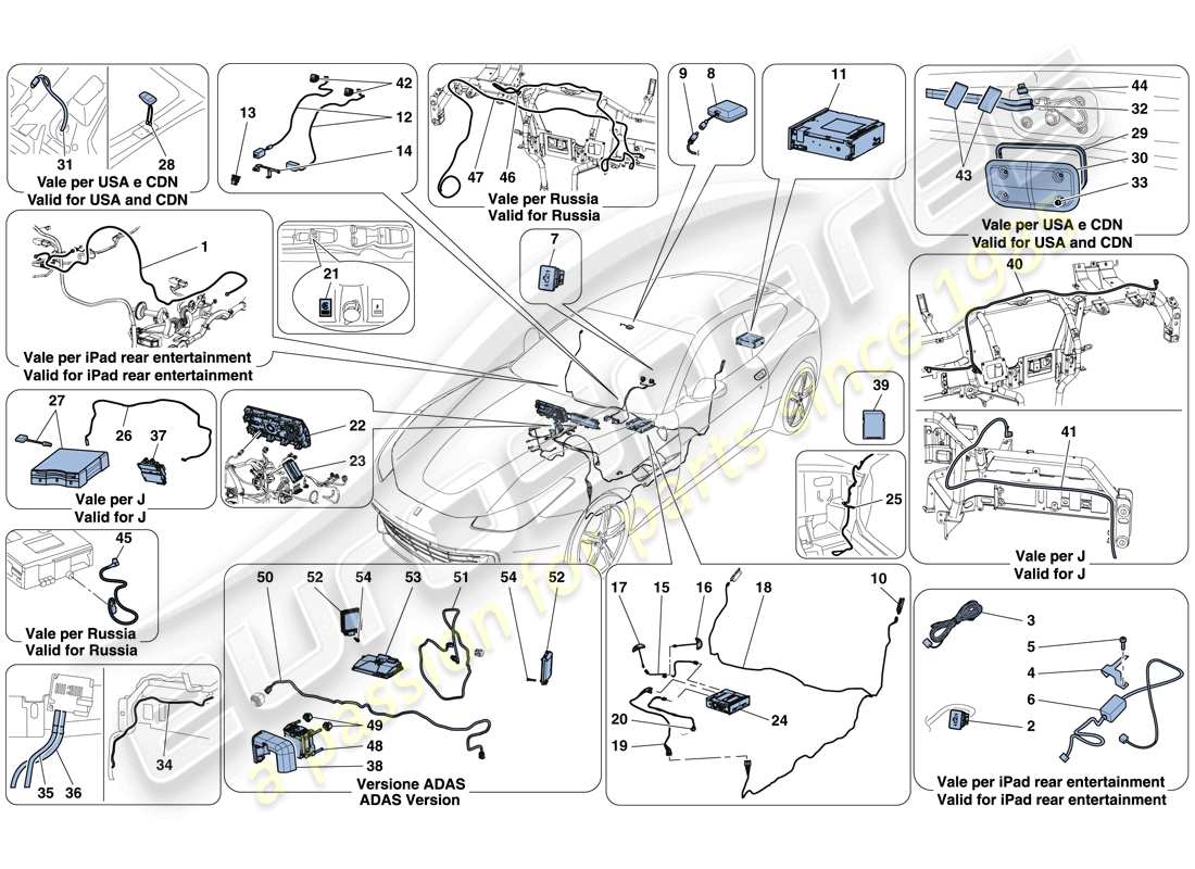 VIEW PARTS DIAGRAMS FROM THE FERRARI GTC4 PARTS CATALOGUE a part diagram from the ferrari gtc4 parts catalogue