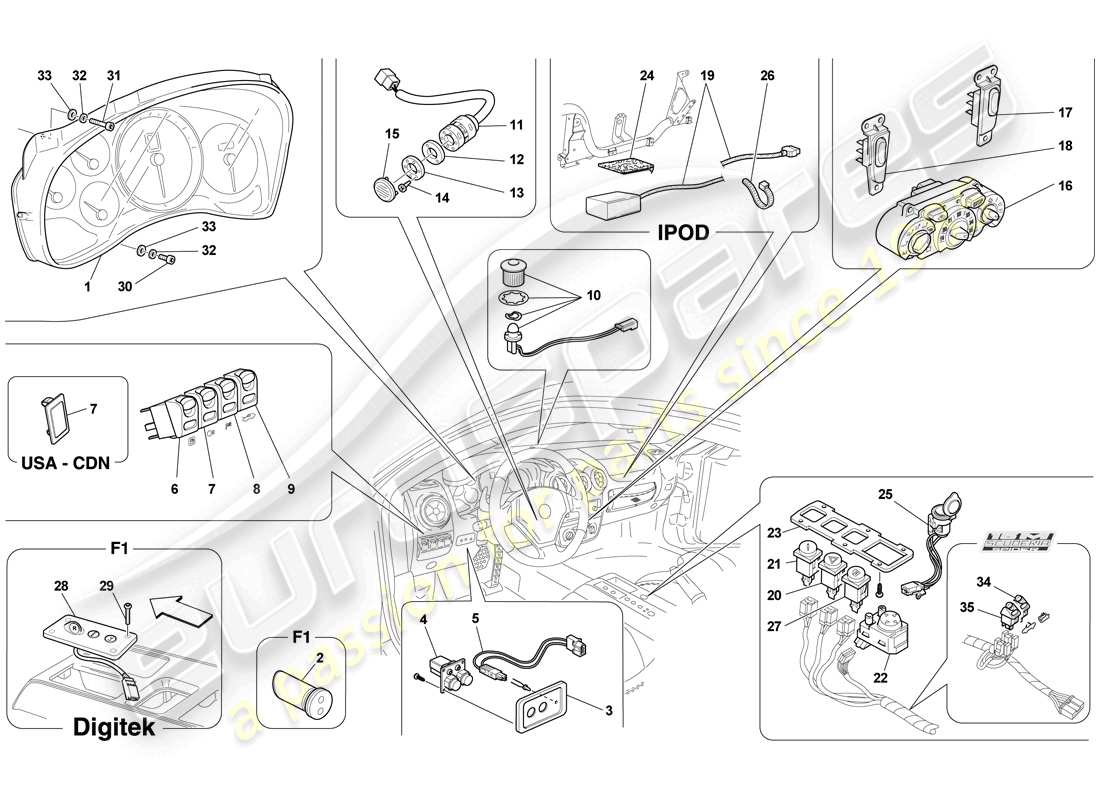 a part diagram from the ferrari f430 scuderia (rhd) parts catalogue