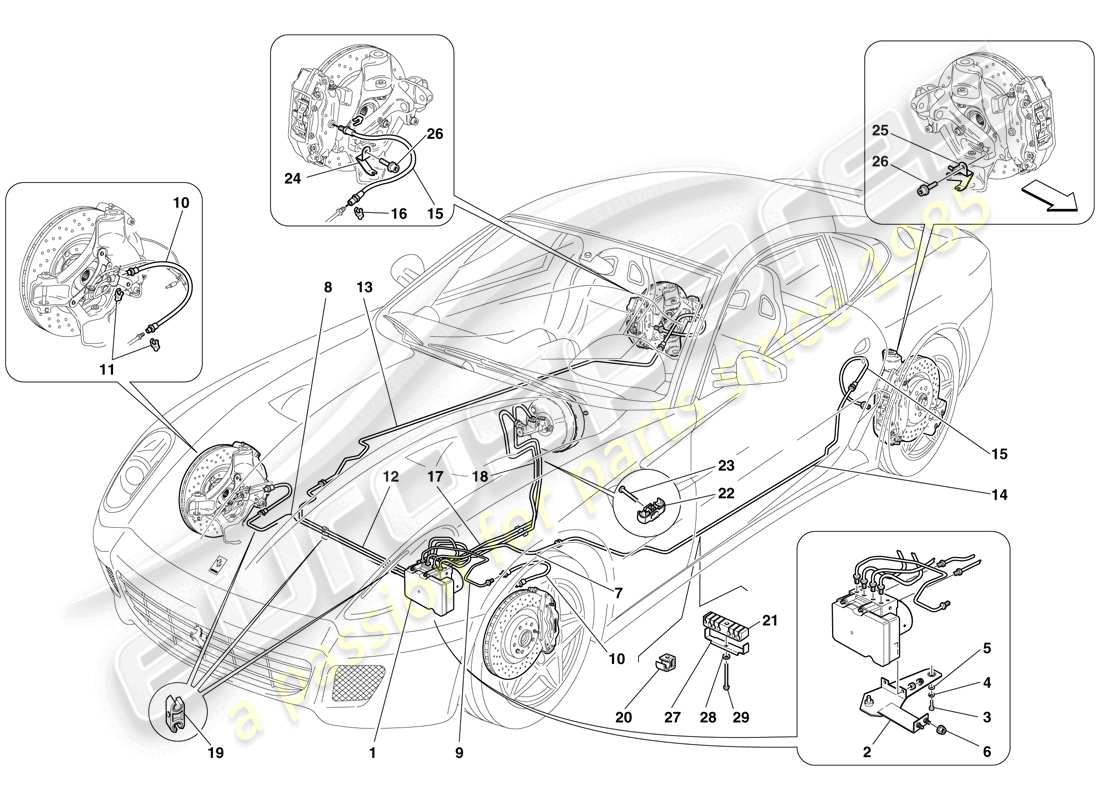 a part diagram from the ferrari 599 gtb fiorano (usa) parts catalogue