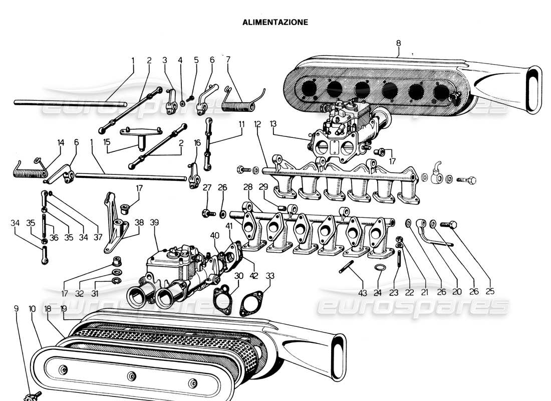 VIEW PARTS DIAGRAMS FROM THE LAMBORGHINI ESPADA PARTS CATALOGUE a part diagram from the lamborghini espada parts catalogue