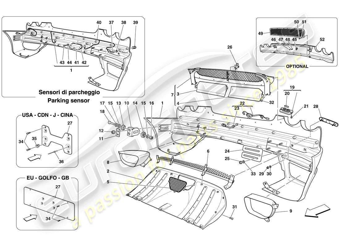 a part diagram from the ferrari f430 spider (rhd) parts catalogue
