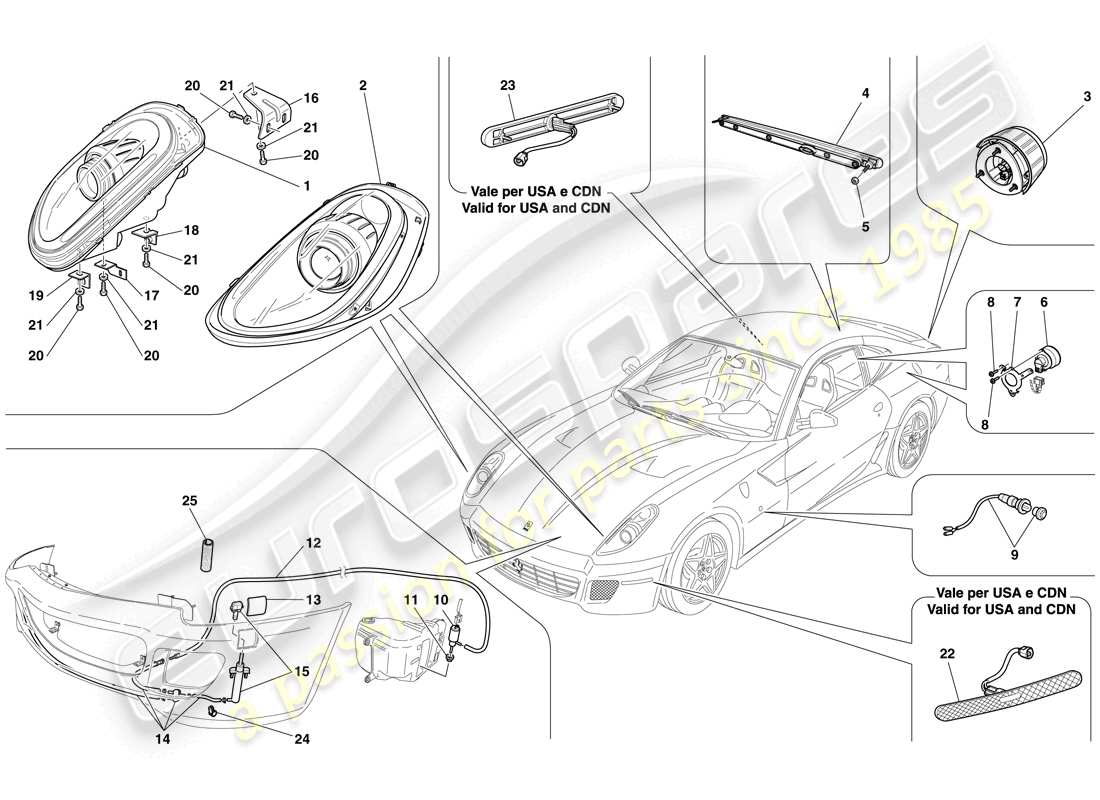 a part diagram from the ferrari 599 gtb fiorano (usa) parts catalogue