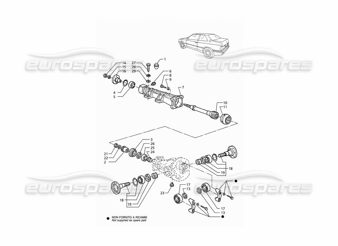 a part diagram from the maserati ghibli (1993-1995) parts catalogue
