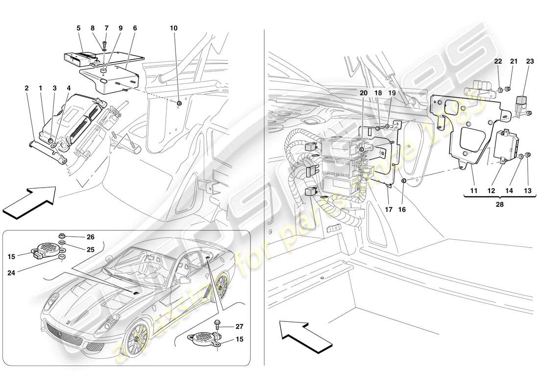 a part diagram from the ferrari 599 gto (europe) parts catalogue