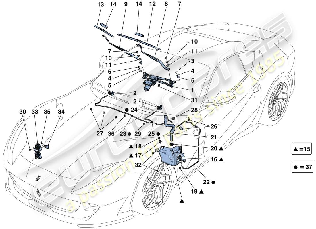 a part diagram from the ferrari 812 superfast (rhd) parts catalogue