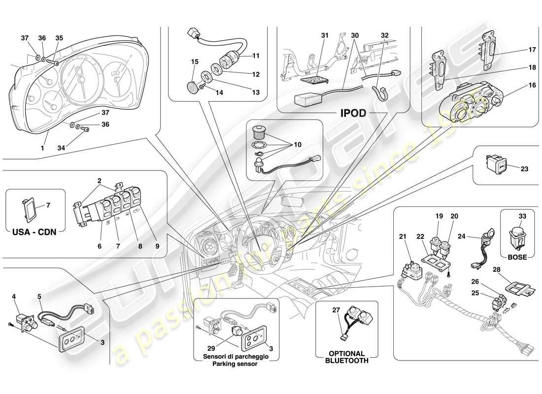 a part diagram from the Ferrari F430 Spider (Europe) parts catalogue
