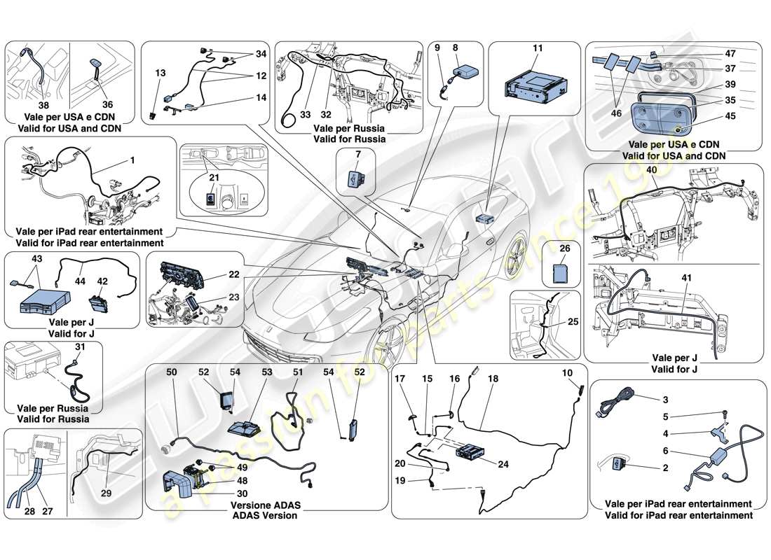 a part diagram from the ferrari gtc4 lusso t (europe) parts catalogue