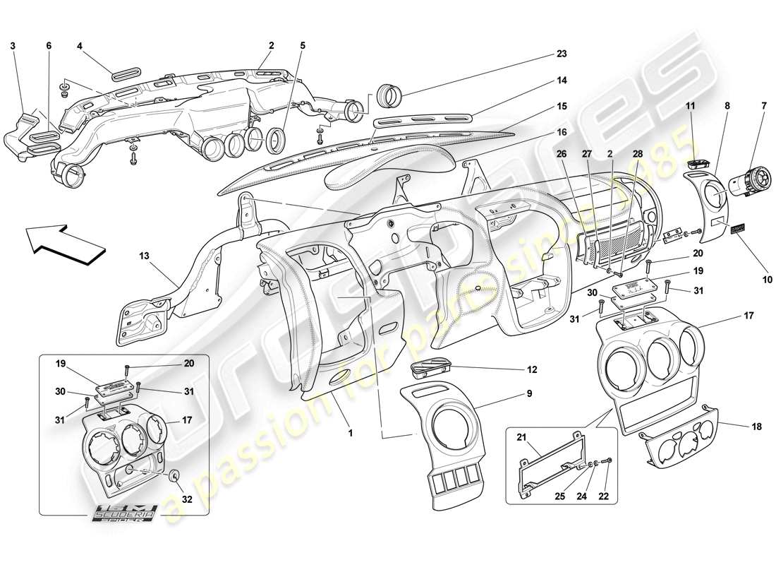 a part diagram from the ferrari f430 scuderia (europe) parts catalogue