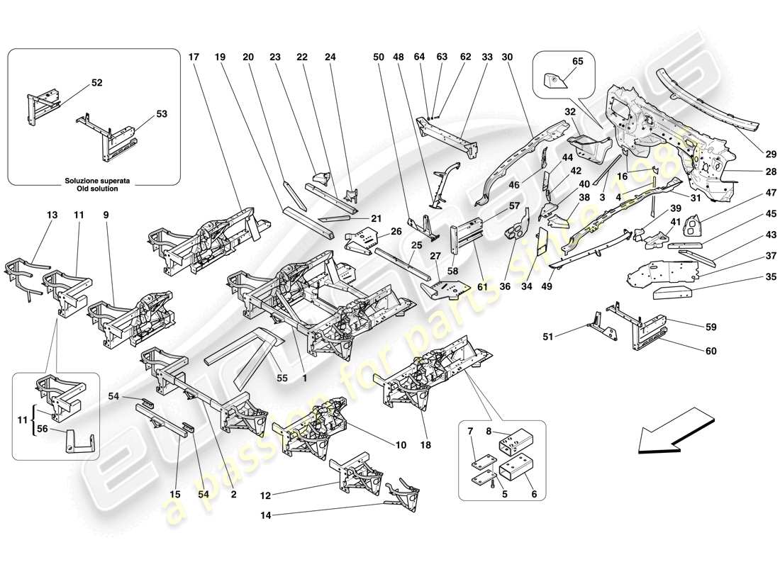 a part diagram from the ferrari 599 sa aperta (usa) parts catalogue