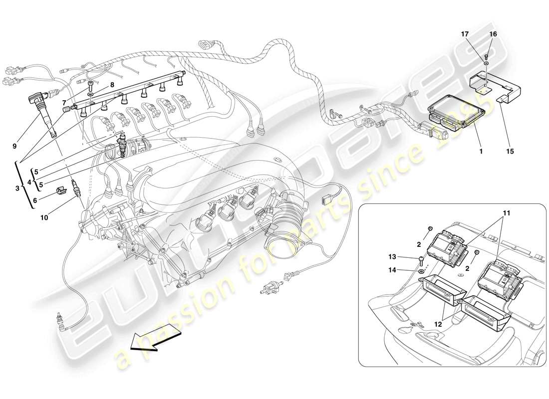 a part diagram from the ferrari 599 gto (europe) parts catalogue