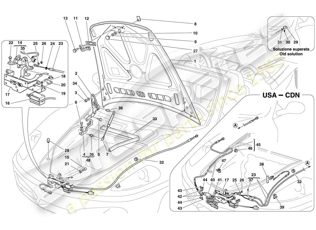 a part diagram from the ferrari f430 spider (rhd) parts catalogue