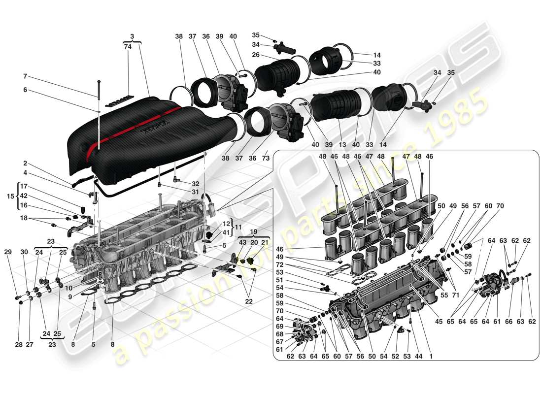 VIEW PARTS DIAGRAMS FROM THE FERRARI LAFERRARI PARTS CATALOGUE a part diagram from the ferrari laferrari parts catalogue