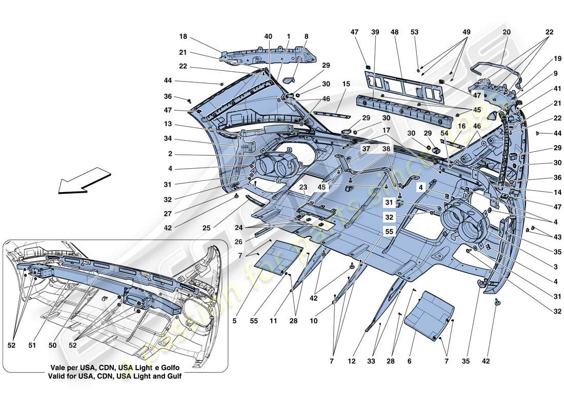 a part diagram from the ferrari california t (rhd) parts catalogue