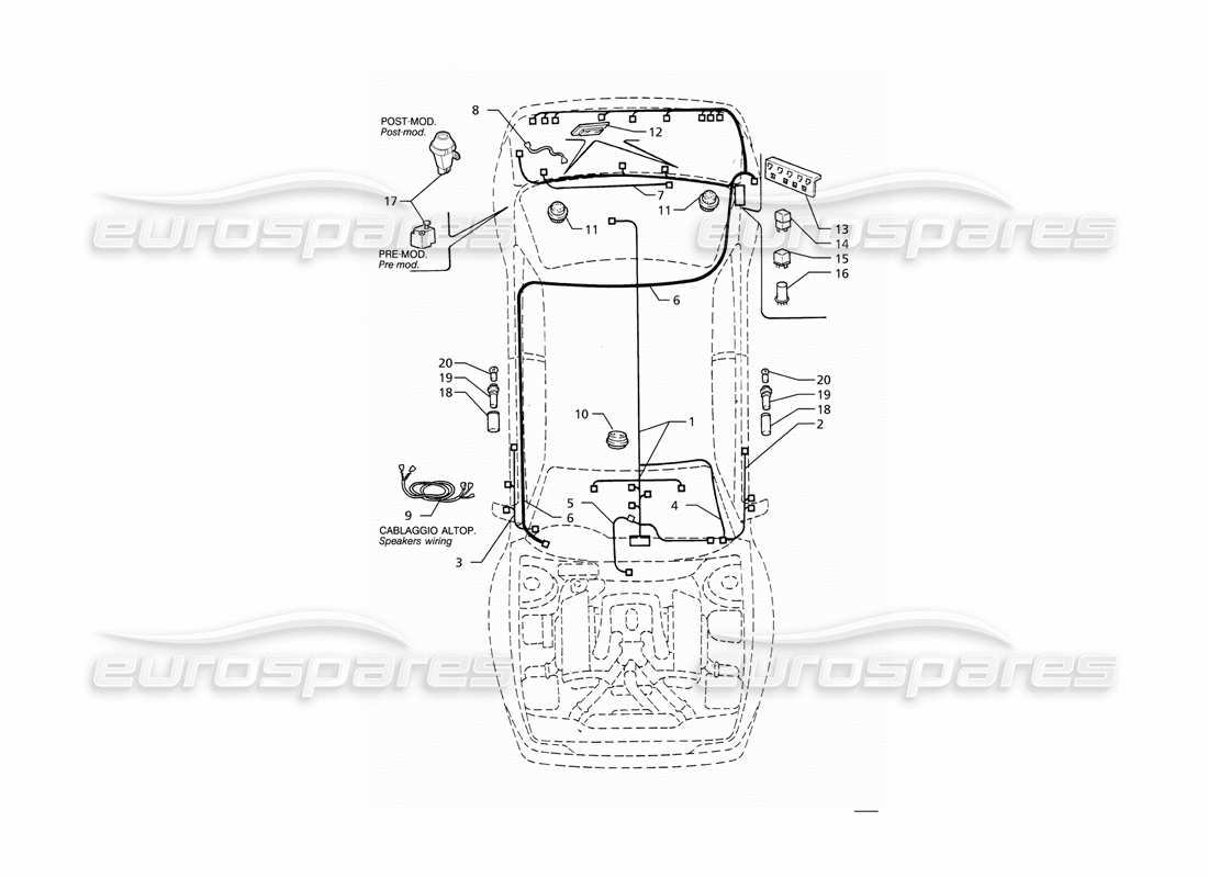 a part diagram from the maserati ghibli (1993-1995) parts catalogue
