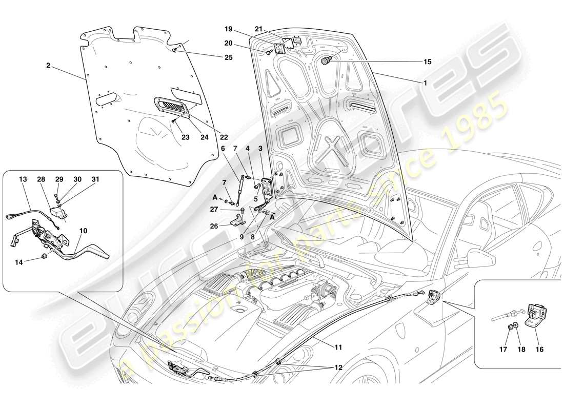a part diagram from the ferrari 599 gtb fiorano (rhd) parts catalogue