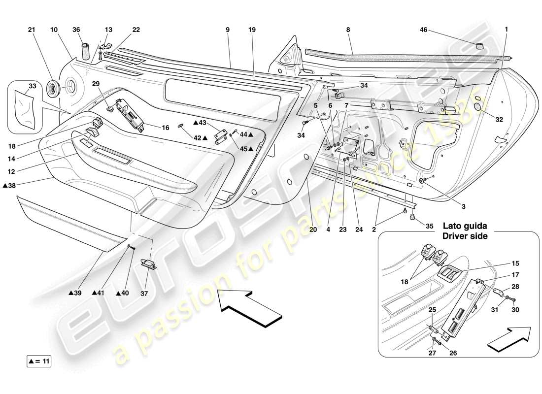 a part diagram from the ferrari 599 gto (usa) parts catalogue