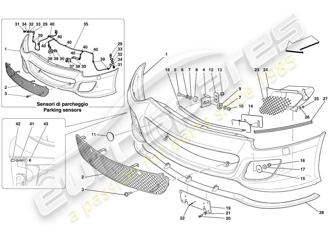 a part diagram from the ferrari 599 gto (usa) parts catalogue