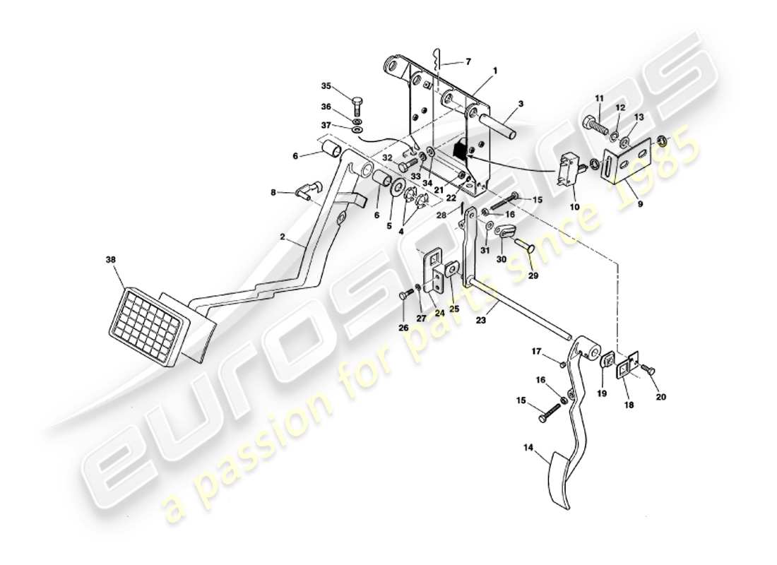 a part diagram from the aston martin v8 volante parts catalogue