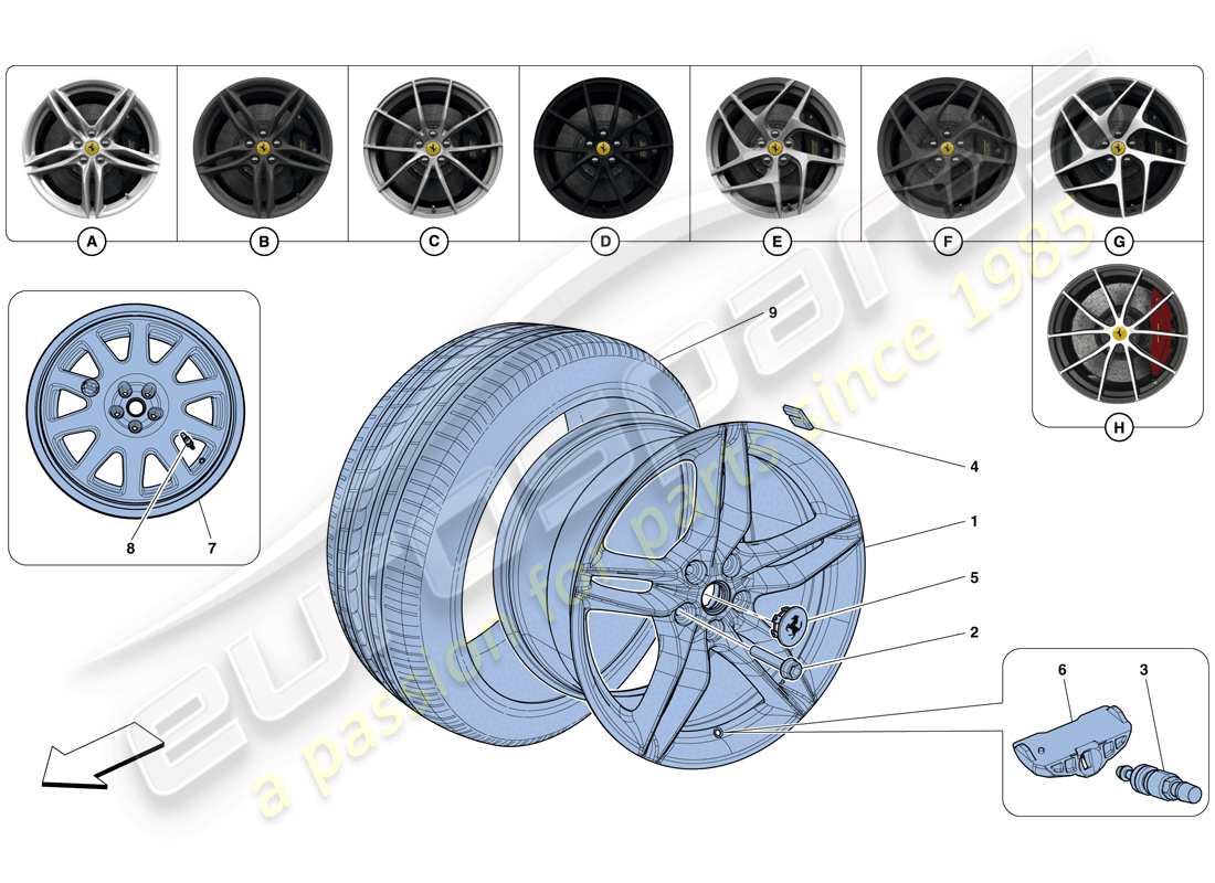 a part diagram from the ferrari 812 superfast (usa) parts catalogue