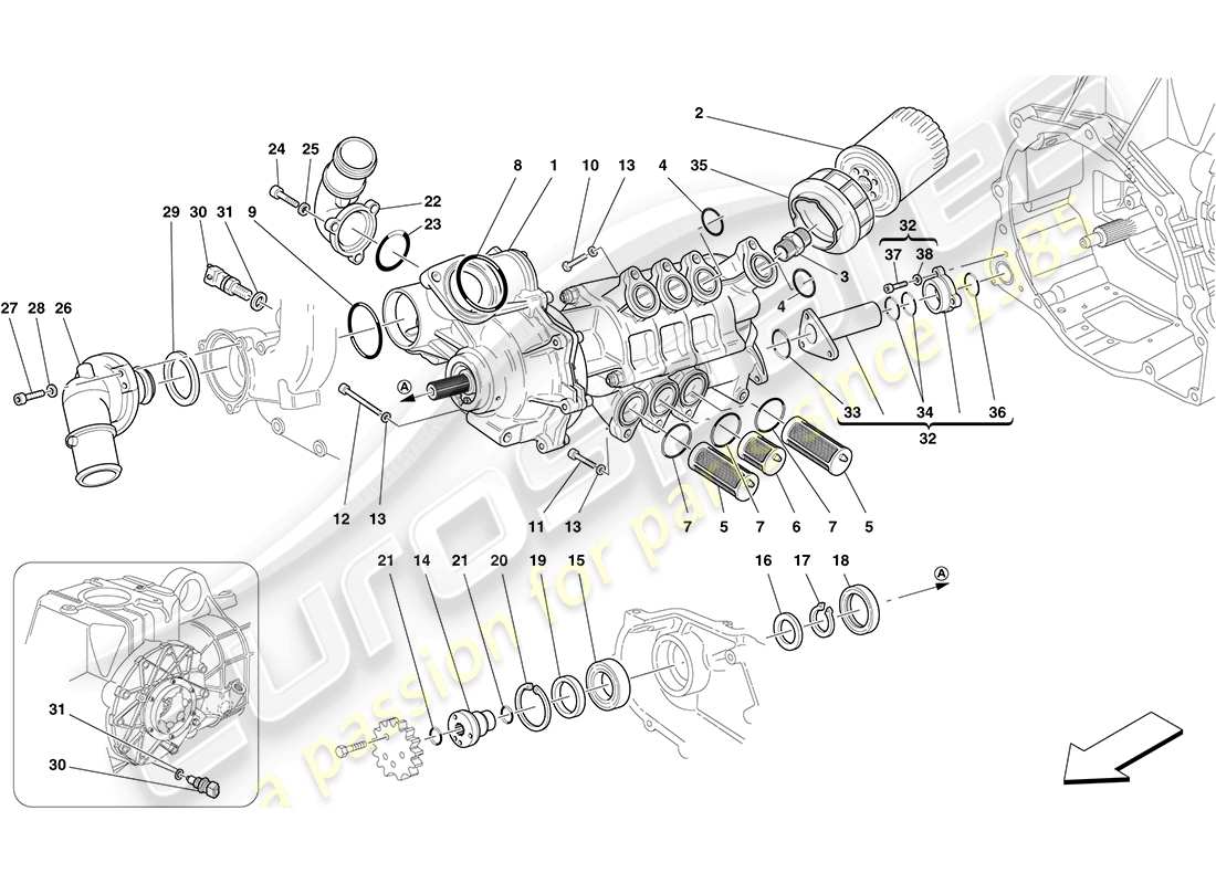 a part diagram from the ferrari f430 coupe (europe) parts catalogue