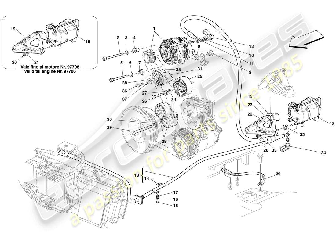 a part diagram from the ferrari f430 spider (rhd) parts catalogue