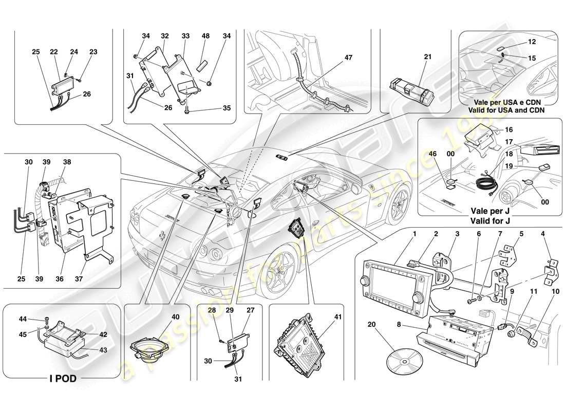 a part diagram from the Ferrari 612 Scaglietti (USA) parts catalogue