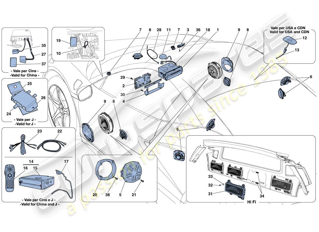 a part diagram from the Ferrari 458 Italia (USA) parts catalogue