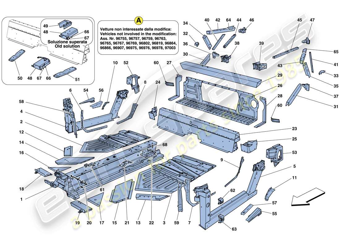 a part diagram from the ferrari 458 italia (usa) parts catalogue