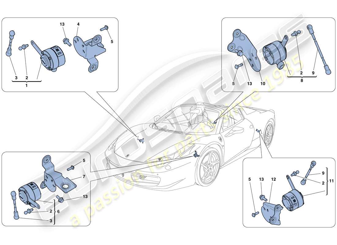 a part diagram from the ferrari 458 spider (europe) parts catalogue