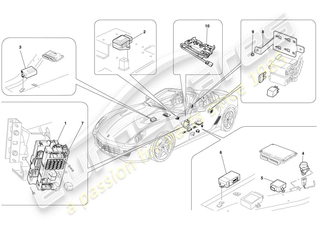 a part diagram from the ferrari 599 sa aperta (usa) parts catalogue