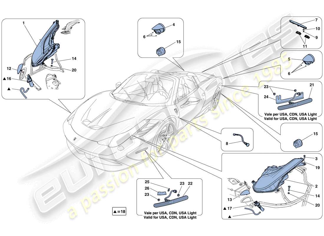 a part diagram from the ferrari 458 parts catalogue