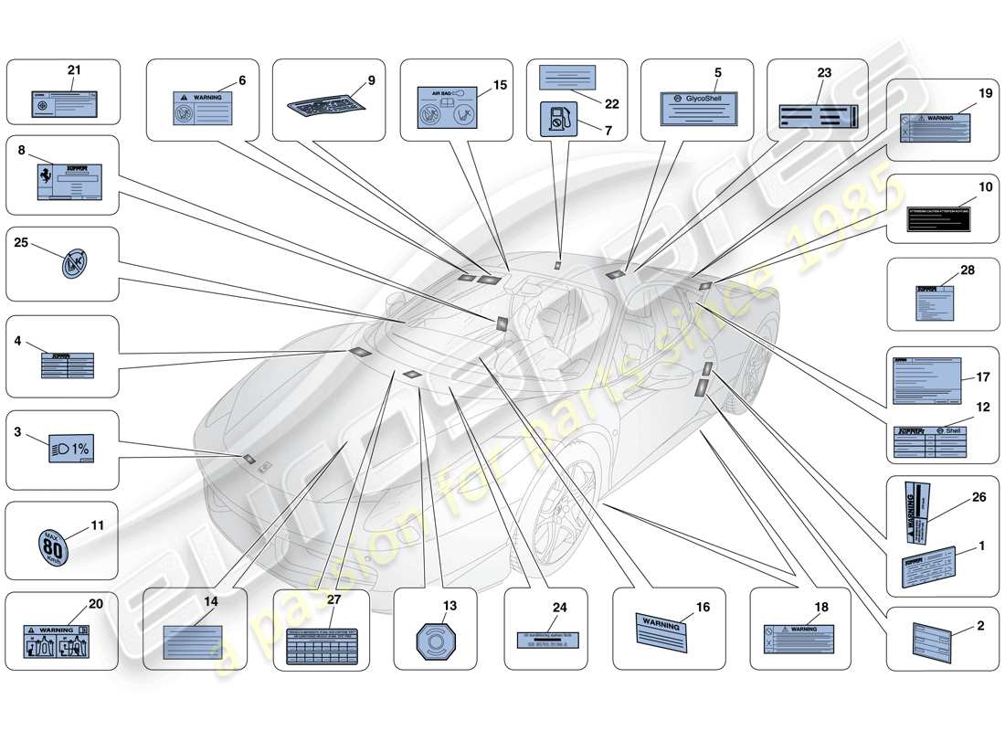 a part diagram from the ferrari 458 italia (rhd) parts catalogue