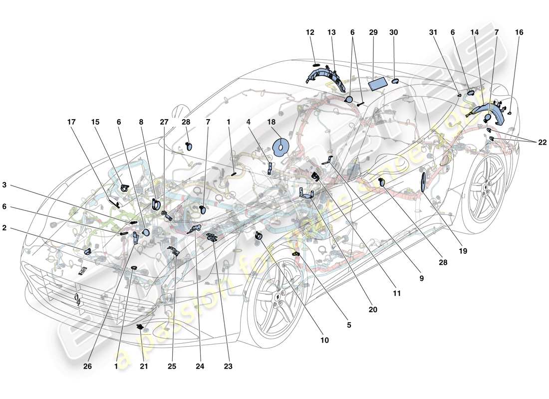 a part diagram from the ferrari california parts catalogue