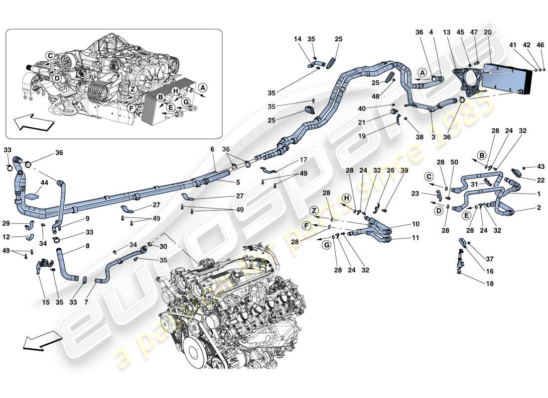 a part diagram from the ferrari california t (rhd) parts catalogue