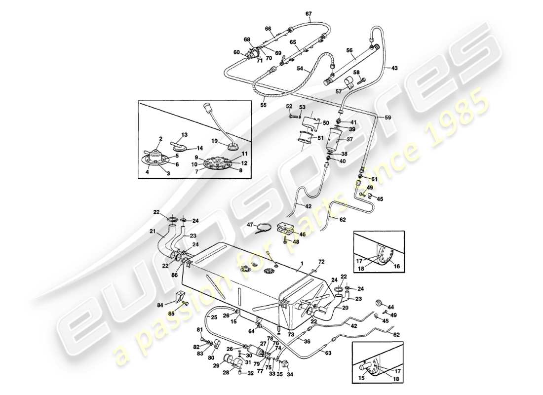 a part diagram from the aston martin v8 volante parts catalogue