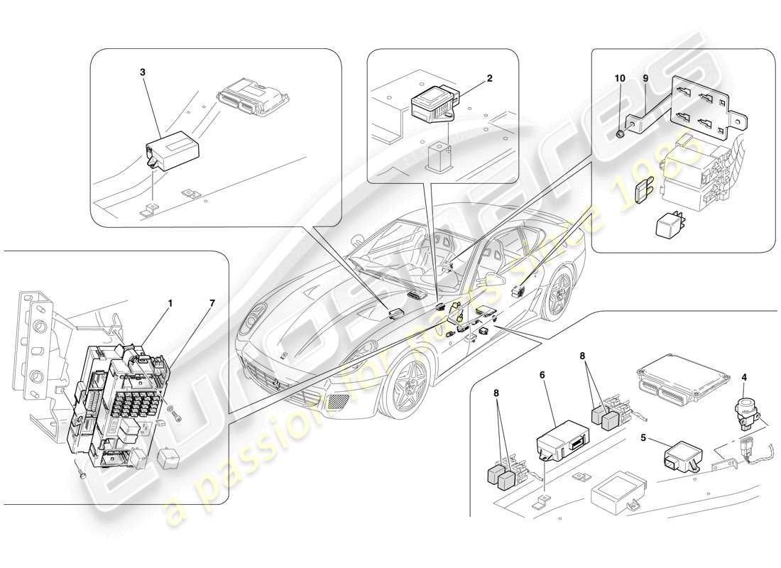 a part diagram from the ferrari 599 gtb fiorano (europe) parts catalogue