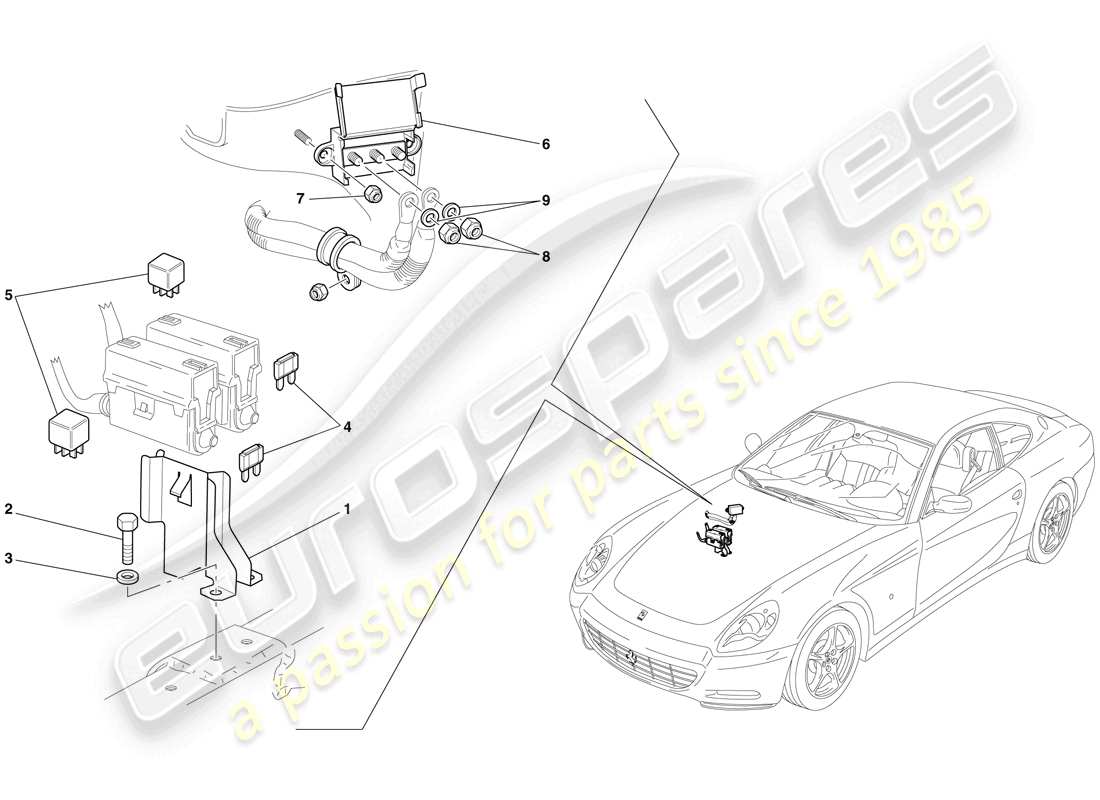 a part diagram from the Ferrari 612 Scaglietti (USA) parts catalogue