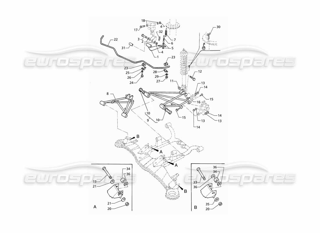 a part diagram from the maserati qtp v6 (1996) parts catalogue