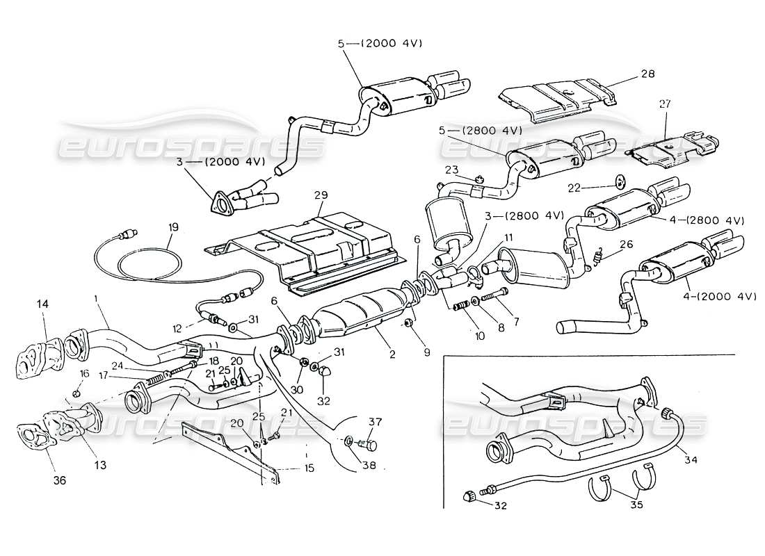 a part diagram from the Maserati 222 / 222E Biturbo parts catalogue