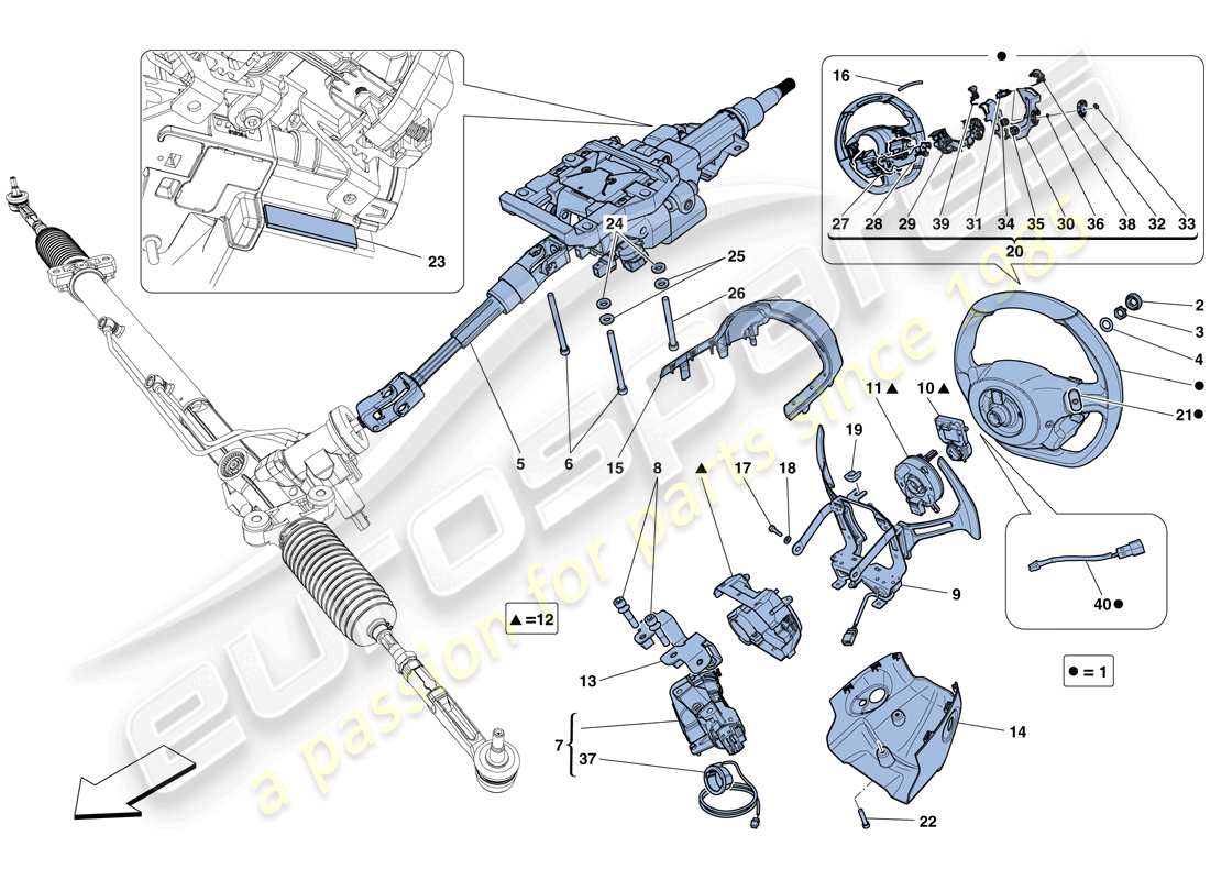 a part diagram from the ferrari 458 spider (rhd) parts catalogue