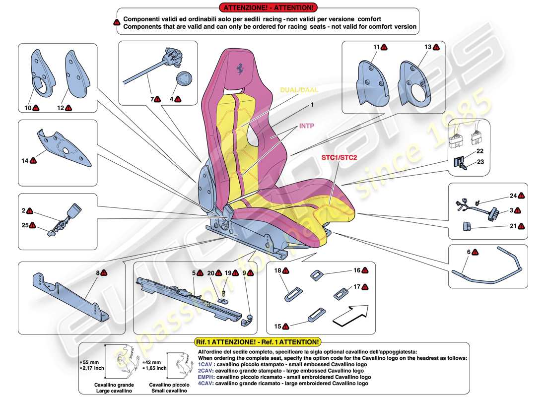 a part diagram from the ferrari 458 spider (rhd) parts catalogue