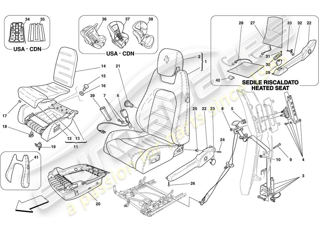 a part diagram from the ferrari f430 coupe (rhd) parts catalogue